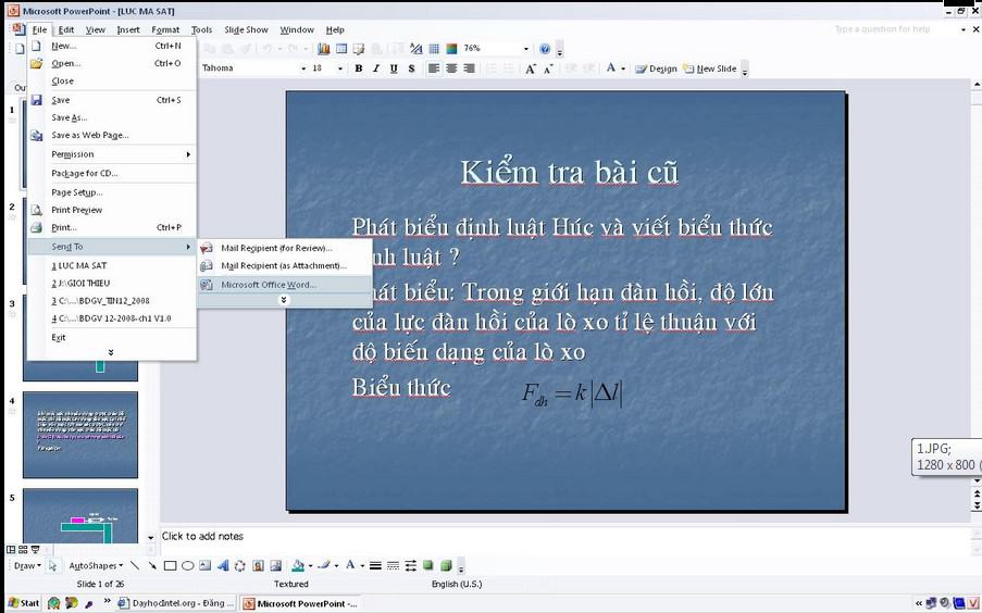 Power Point sang dạng Word