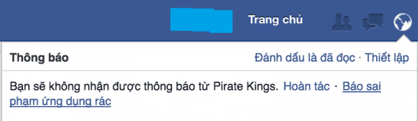 Cách chặn thông báo Pirate Kings trên Facebook