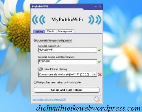 Phần phần phát wifi - MyPublicWiFi